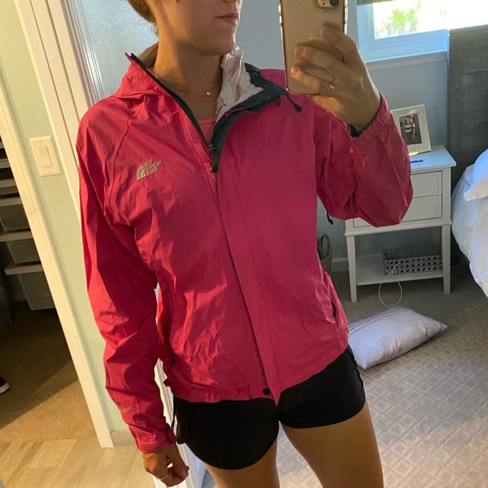 Pink north face rain/shell jacket